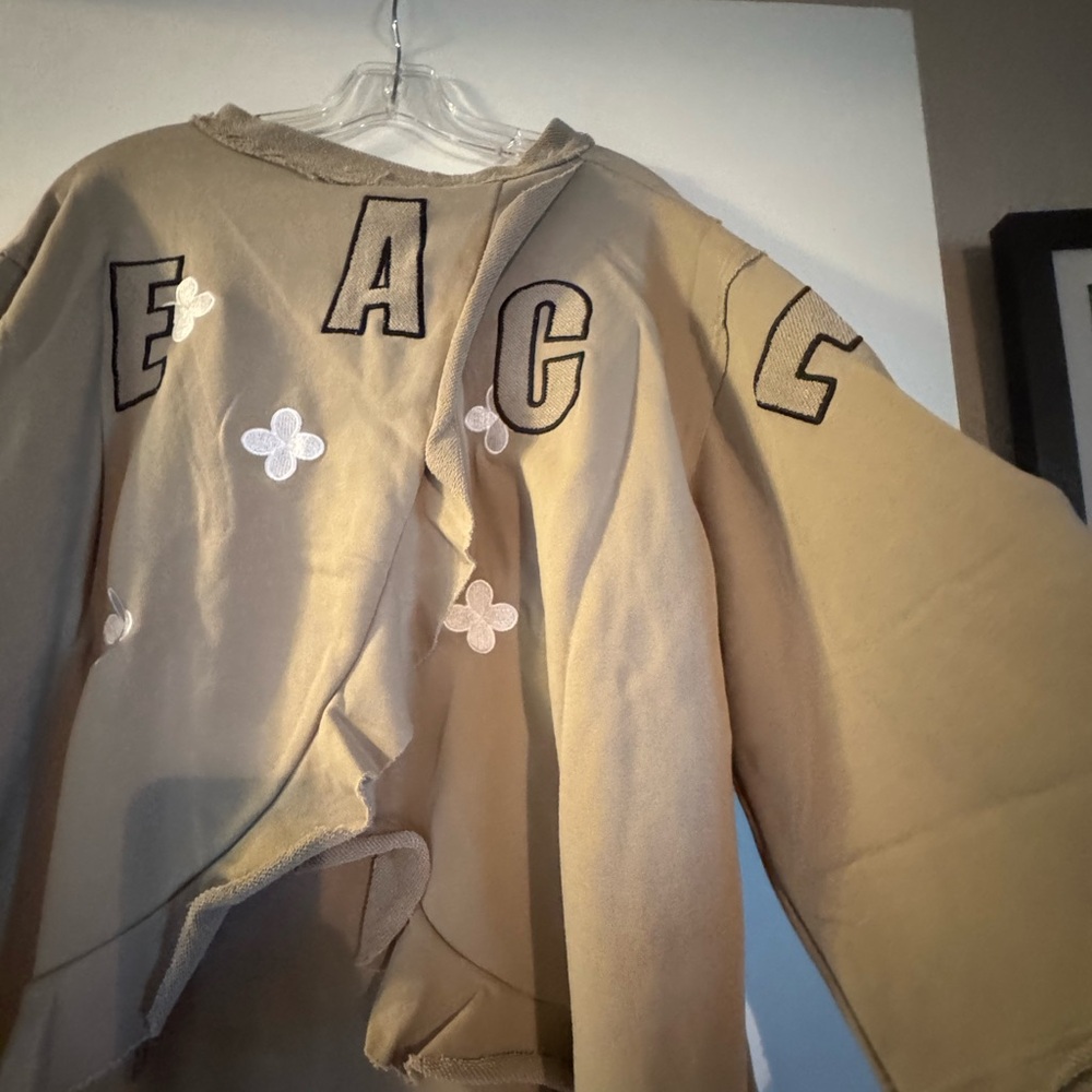 Brand New Pol Peace Sign Sweatshirt with Floral Accents - Picture 5 of 8